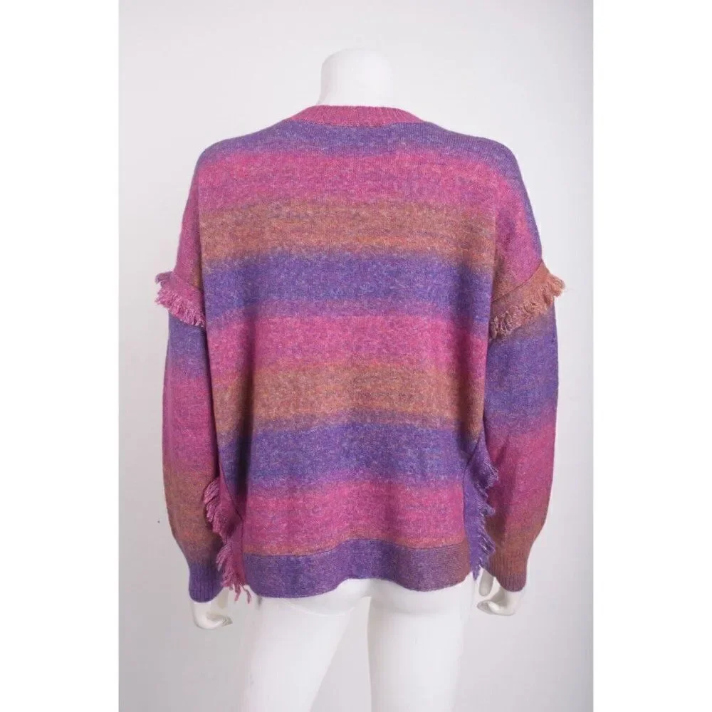 Central Park West Womens Fringe Sweater Swift M Pink Purple NWT